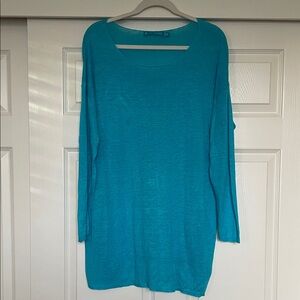 Tori Richard 100% Linen Light Blue Long Sleeve Knit Sweater Women's XL